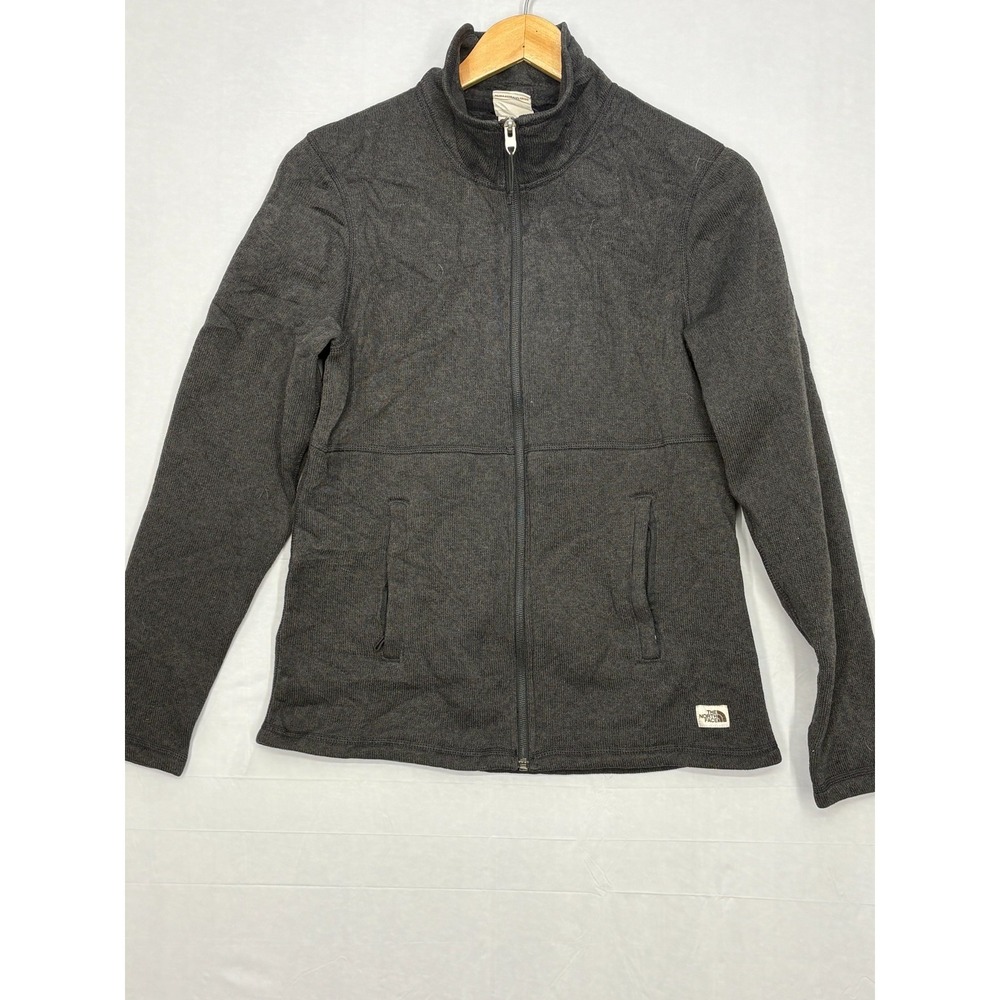 The North Face Full Zip Fleece Jacket Womens Charcoal Gray Logo Outdoor Small